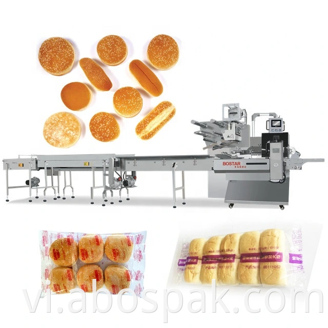 Máy đóng gói ngang tự động Máy đóng gói bánh mì Gói bánh quy bằng khí Nitơ cho bánh / Wafer / Cookies / Buns / Muffin / Bread / Bakery Products Machine